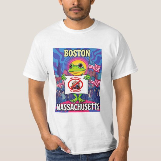 Boston Massachusetts Frog No Kings in America Tシャツ (正面)