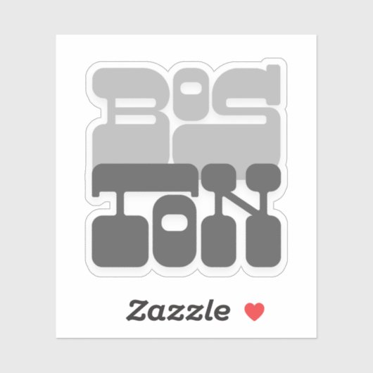 Boston Massachusetts Gray Bubble Letter シール (シート)