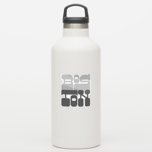 Boston Massachusetts Gray Bubble Letter シール (ウォーターボトル)