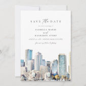 BOSTON MASSACHUSETTS Skyline日付の保存 招待状 (正面)