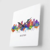 Boston Massachusetts Skyline スクエア壁時計 (傾斜)
