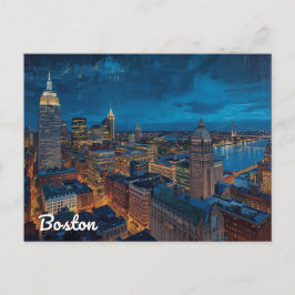 Boston Massachusetts Skyline Art ポストカード