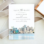 BOSTON MASSACHUSETTS Skyline Save the Date Invitat 招待状