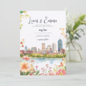 Boston Massachusetts Skyline Wedding Invitation 招待状 (スタンド正面)