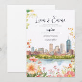 Boston Massachusetts Skyline Wedding Invitation 招待状 (正面/裏面)