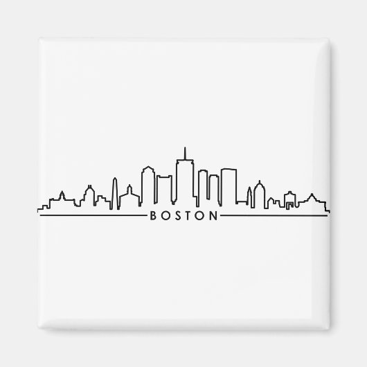 BOSTON Massachusetts USA City Skyline Silhouette マグネット (正面)