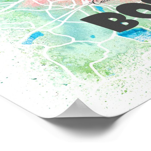 Boston Massachusetts USA Map Poster with Roads ポスター (角)