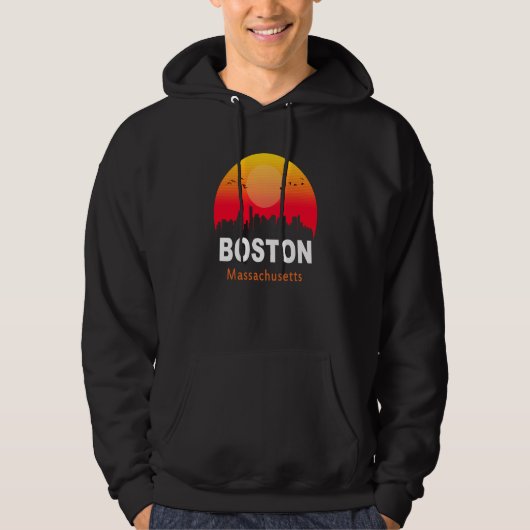 Boston Massachusetts Vintage Sunset Retro City Sta パーカ (正面)