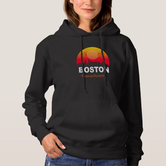 Boston Massachusetts Vintage Sunset Retro City Sta パーカ (正面)