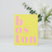 Boston Massachusetts yellow pink Postcard ポストカード (スタンド正面)