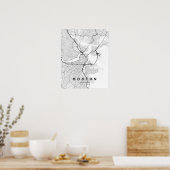 Boston Minimalist Map (Black & White) ポスター (キッチン)