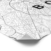 Boston Minimalist Map (Black & White) ポスター (角)