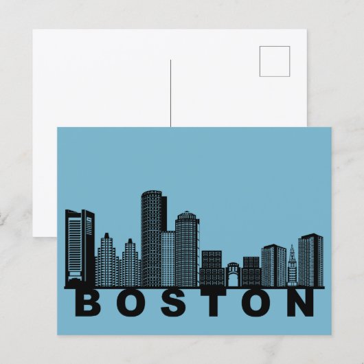 Boston Postcard – Iconic Skyline Silhouette  ポストカード (正面/裏面)