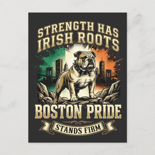 Boston Pride Irish Roots Bulldog ポストカード (正面)