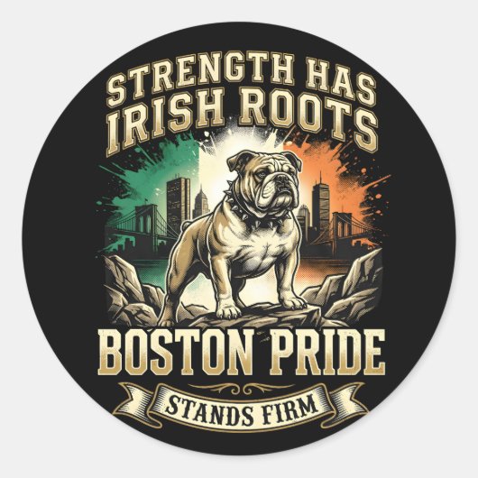 Boston Pride Irish Roots Bulldog ラウンドシール (正面)