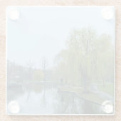 Boston Public Garden Massachusetts Painting ガラスコースター (裏面)