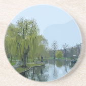 Boston Public Garden Massachusetts Painting コースター (正面)