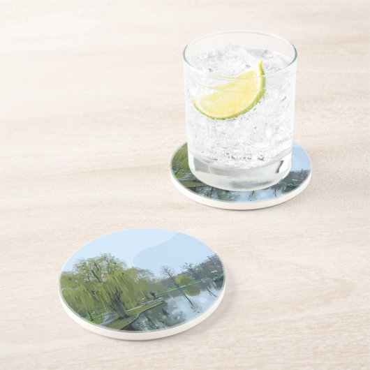 Boston Public Garden Massachusetts Painting コースター (側面)