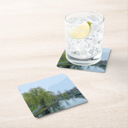 Boston Public Garden Massachusetts Painting スクエアペーパーコースター (インサイチュ)