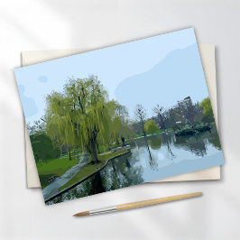 Boston Public Garden Massachusetts Painting Card