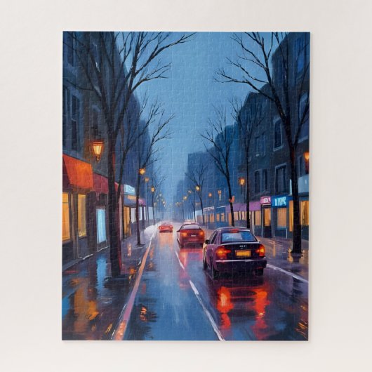 Boston Rain | マサチューセッツ州ボストン市街地 ジグソーパズル (縦)