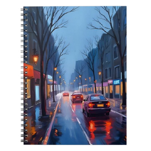 Boston Rain | マサチューセッツ州ボストン市街地 ノートブック (正面)