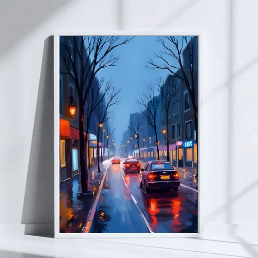 Boston Rain | マサチューセッツ州ボストン市街 ポスター