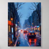 Boston Rain | Downtown City Street Massachusetts ポスター (正面)