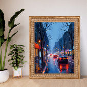 Boston Rain | Downtown City Street Massachusetts ポスター