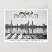 Boston Save the Date Retro Skyline Postcard ポストカード (正面)