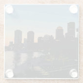 Boston Seaport Sunset City Skyline ガラスコースター (裏面)