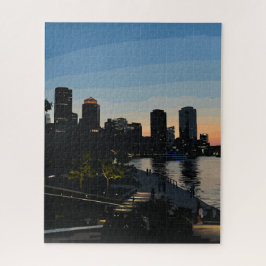 Boston Seaport Sunset City Skyline ジグソーパズル