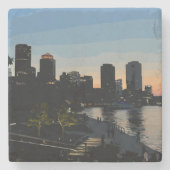 Boston Seaport Sunset City Skyline ストーンコースター (正面)