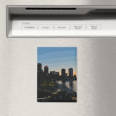 Boston Seaport Sunset City Skyline Watercolor マグネット (インサイチュ (食洗機))