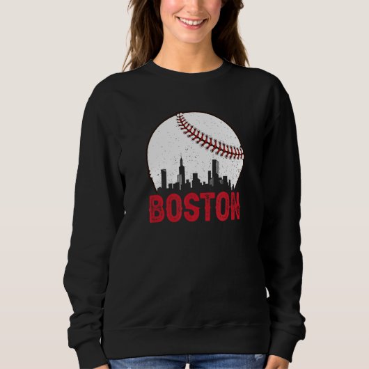 Boston Skyline Boston Massachusetts Baseball Citys スウェットシャツ (正面)