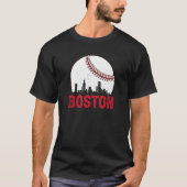 Boston Skyline Boston Massachusetts Baseball Citys Tシャツ (正面)