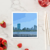 Boston Skyline Charles River Painting スタンダードカクテルナプキン (インサイチュ)
