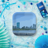 Boston Skyline Charles River Painting ペーパープレート (パーティー)