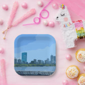Boston Skyline Charles River Painting ペーパープレート (パーティー)
