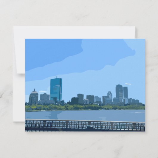 Boston Skyline Charles River Painting Card (正面)