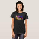 Boston Skyline City Town Massachusetts State US Am Tシャツ (正面フル)