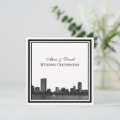 Boston Skyline Etched Framed Wedding 招待状 (スタンド正面)
