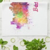 Boston skyline in watercolor キッチンタオル (折り畳み)