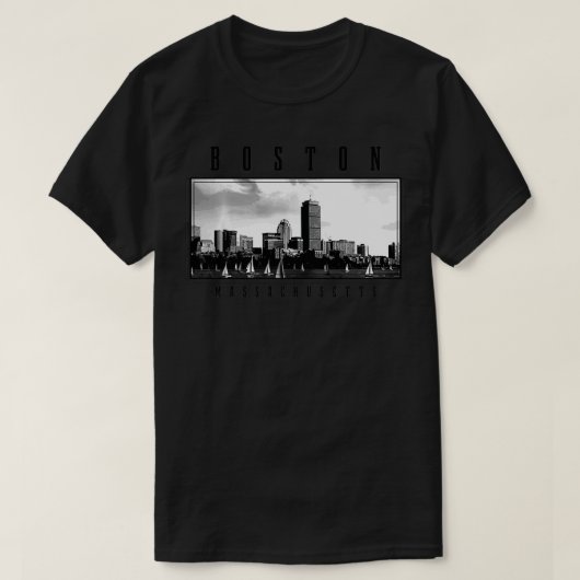 Boston Skyline Massachusetts Pride Vintage Boston  Tシャツ (デザイン正面)