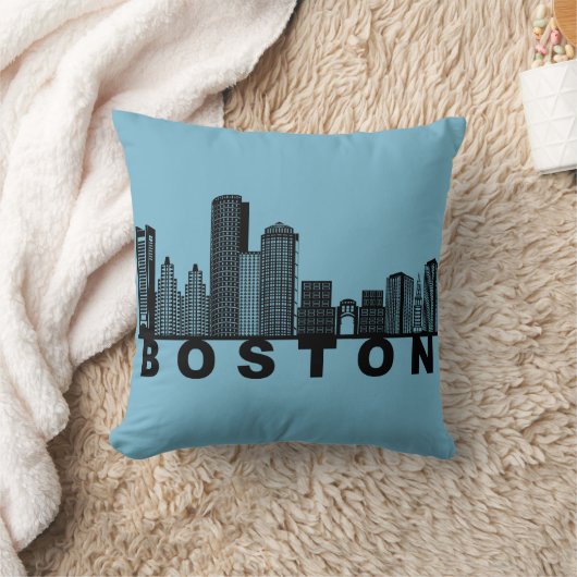 Boston Skyline Silhouette  クッション (ブランケット)