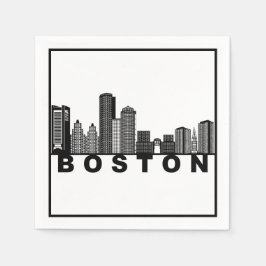 Boston Skyline Silhouette スタンダードカクテルナプキン