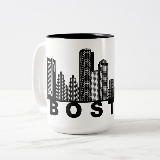 Boston Skyline Silhouette  ツートーンマグカップ (正面左)