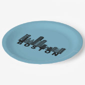 Boston Skyline Silhouette  ペーパープレート (アングル)