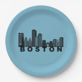 Boston Skyline Silhouette  ペーパープレート (正面)