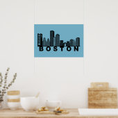 Boston Skyline Silhouette  ポスター (キッチン)